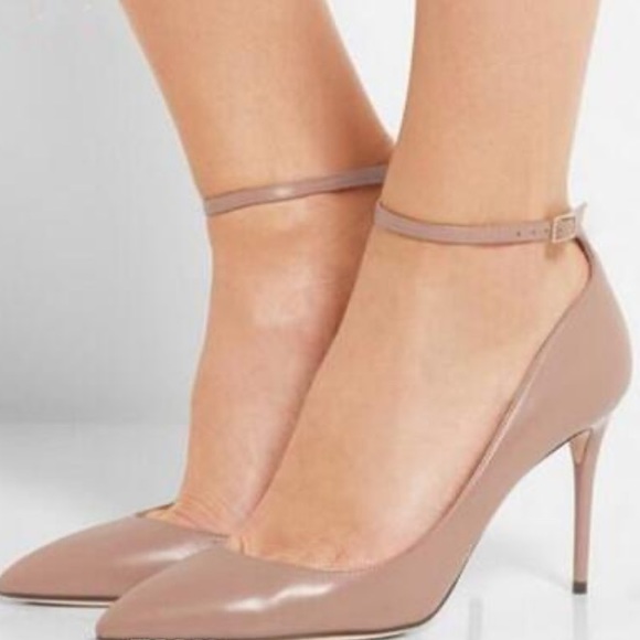 Pointy Nude Patent Ankle Strap Heels - Picture 9 of 9